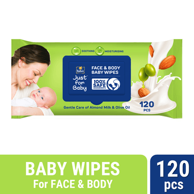 Parachute Just For Baby - Baby Face & Body Wipes 120pcs (MRP: 285 Tk)_img_0